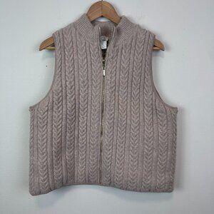 Joie Cable Knit Puffer Vest Womens XL beige full zip